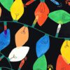 Fabric Remnant – String of Lights – Black 14″